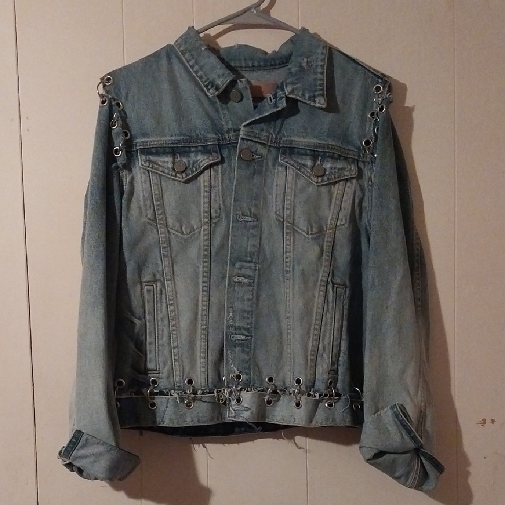 GRLFRND Light Blue Jean Jacket with Silver Accents